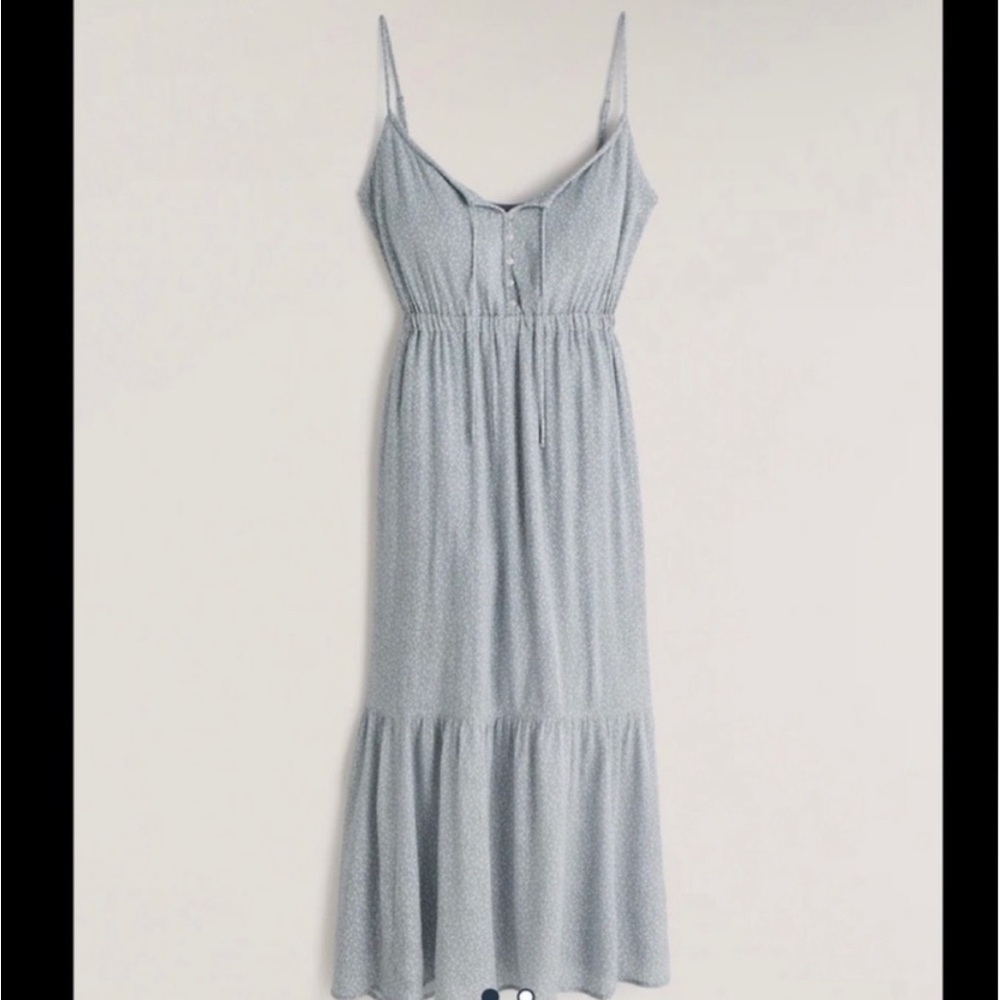 Abercrombie Easy Waist Midaxi Dress in light blue floral pattern